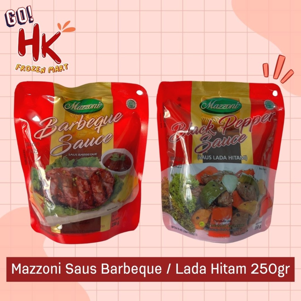 

Mazzoni Saus Barbeque & Black Pepper 250gr bbq sauce lada hitam grill bakar sosis HK Frozen Mart