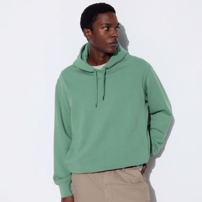 UNIQLO Men Sweat Pullover Hoodie Sweater Pria Lengan Panjang Green