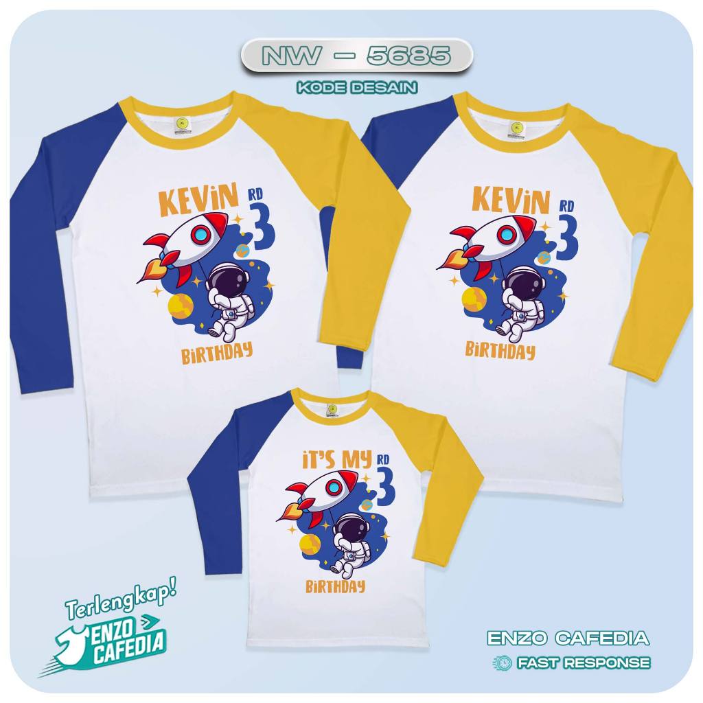 Harga Paket Lebih Hemat | Kaos Raglan Keluarga | Kaos Ultah | Kaos Couple | Kaos Motif Astronot NW 5