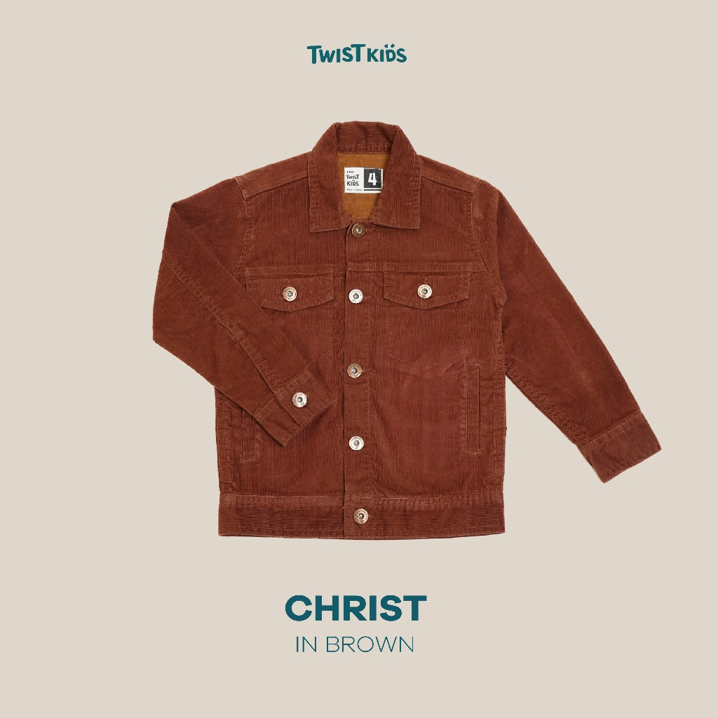 Twist Kids - Christ C, Christmas Series, Jaket Corduroy Anak Laki-laki Warna Coklat