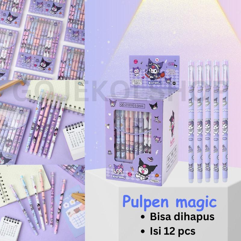 

Bolpoin Tinta Alat Tulis Sekolah / Pulpen Gel Hapus Anak SD SMP isi 12 pcs / Pulpen Erasable Tinta Hitam