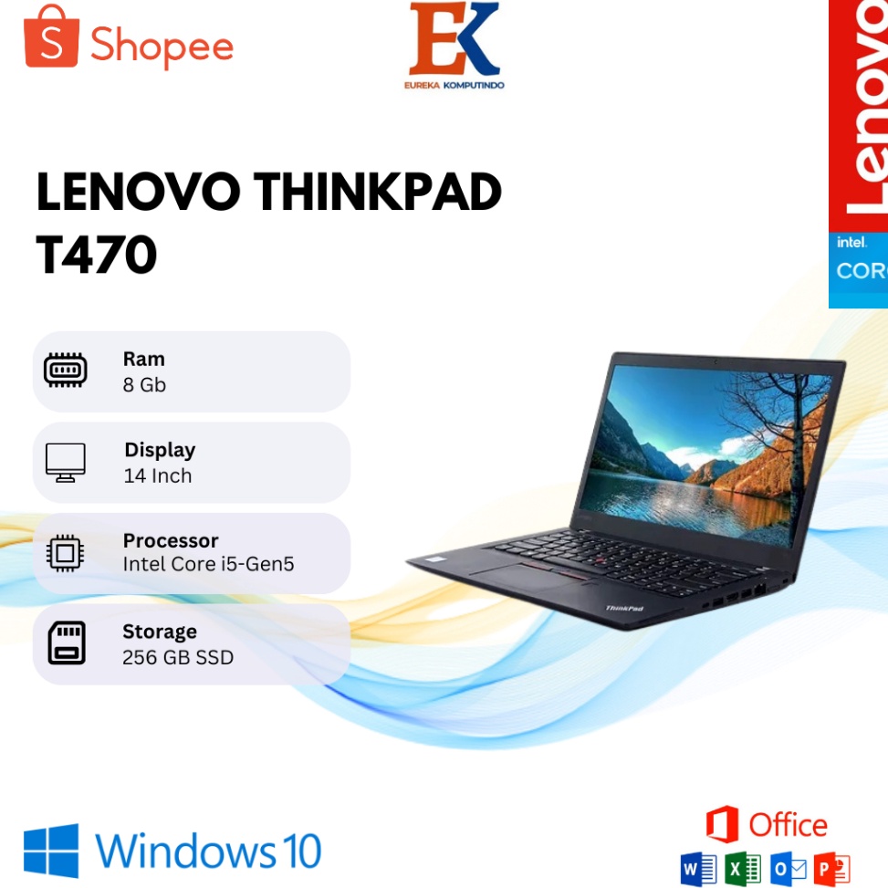 [ART. Y29V] Laptop Lenovo Thinkpad T470 Core i5 Gen 6 | Ram 8 GB - 16 GB | SSD 256 GB - 512 GB | Second Like New Bergaransi