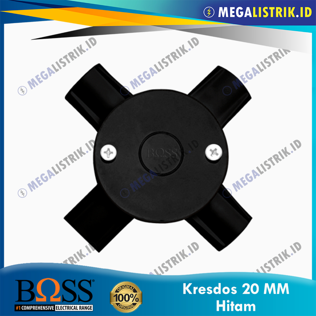 BOSS KRESDOS 20MM HITAM B240/20/4 / KRESDUS CABANG 4 20 MM BLACK B240 / JUNCTION BOX 4 WAY / CROSS D