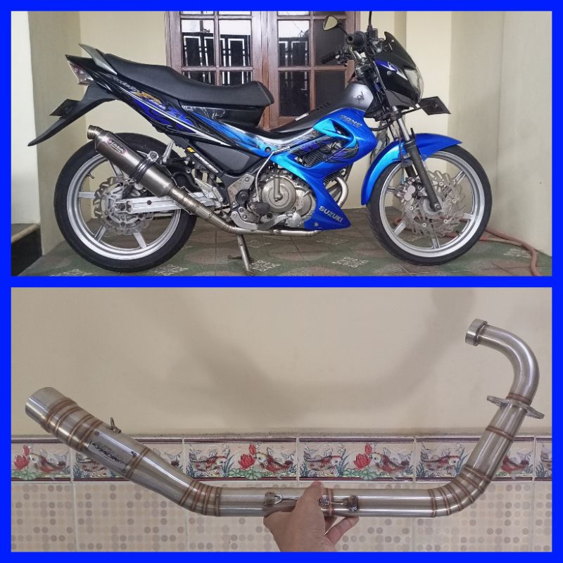 header/leher original MAFIA racing exhaust PNP satria Fu karbu model semi ndagak/semiCENG, tidak waj
