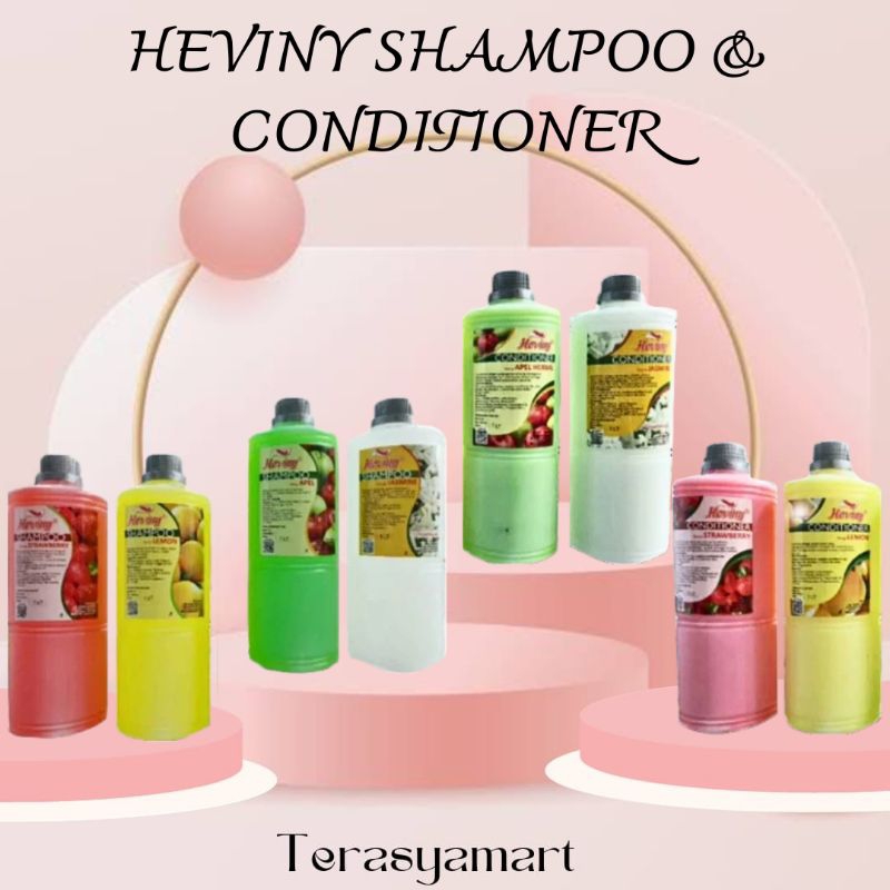 (COD) HEVINY SHAMPO | CONDITIONER | 1 LITER | LEMON | STARAWBERRY JASMINE | APEL