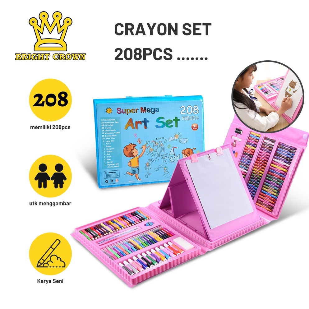 

D1sk0n Pr0m0 Bright Crown Pensil Warna Crayon Set Isi 208pcs & 150pcs / Crayon set Macam Warna Cocok Menggambar Mewarnai Out of Trend
