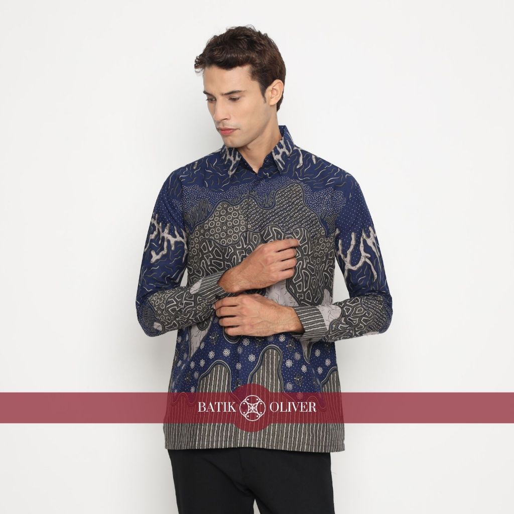 BATIK OLIVER Kemeja Batik Pria Motif LAKSANA