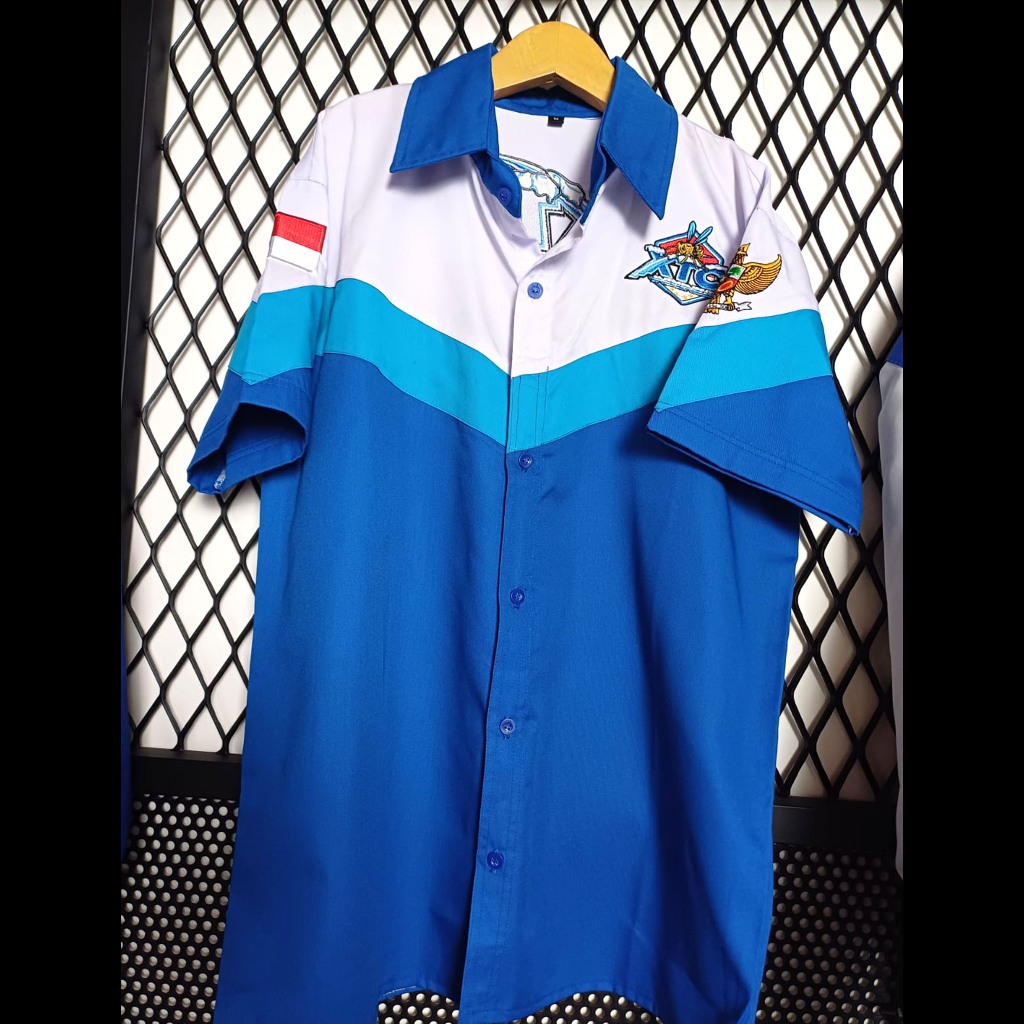 Kemeja Polet PBB Putih Biru Biru XTC INDONESIA Berlabel