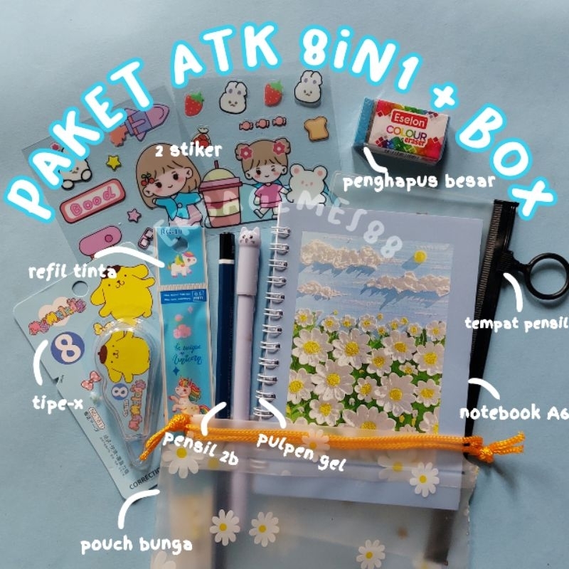 

serbagemes88 - (COD) SET ALAT TULIS 8 IN 1 LENGKAP KARAKTER / STATIONERY SET / ALAT TULIS SET / PAKET ATK AESTHETIC / ALAT SEKOLAH BUKU DAN PULPEN / PERALATAN TULIS DAN PERLENGKAPAN SEKOLAH