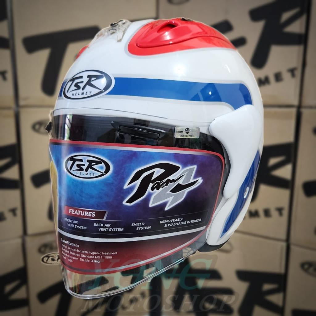 Helm TSR Ram 4 Fredy Spencer SILVER Original Half Face TSR Helmet Ram4