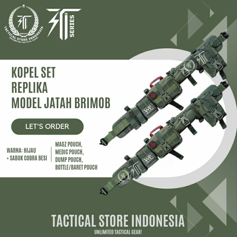 GARANSI 100% KOPEL SET MODEL JATAH BRIMOB WARNA HIJAU - KOPEL SET BRIMOB - KOPEL SET TACTICAL