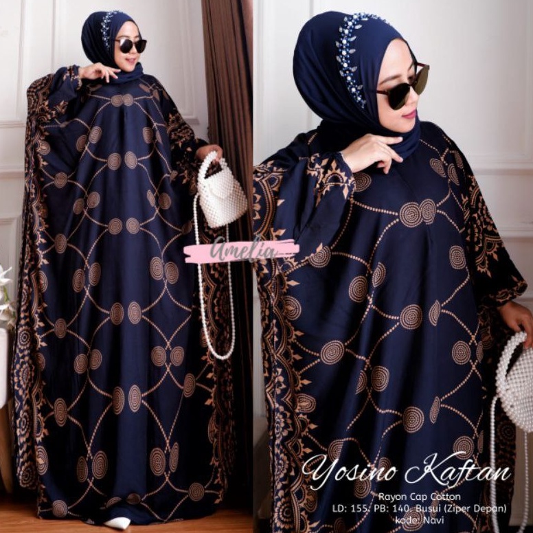 modelTipe AOA550 Majesti Home Dress Kaftan Syari Jumbo Bahan Rayon Cotton Motif Batik Paula Kaftan d
