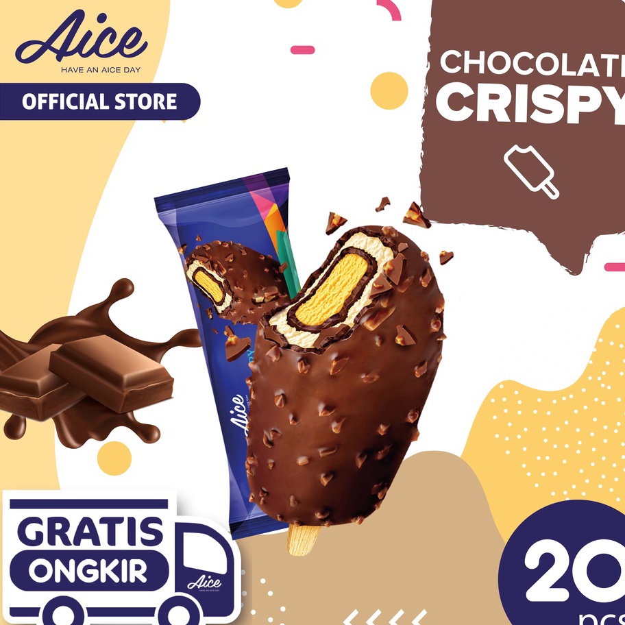 

JCRY7525 9.9 BRANDS FESTIVAL Aice Ice Cream Chocolate Crispy Es Krim 20pcs