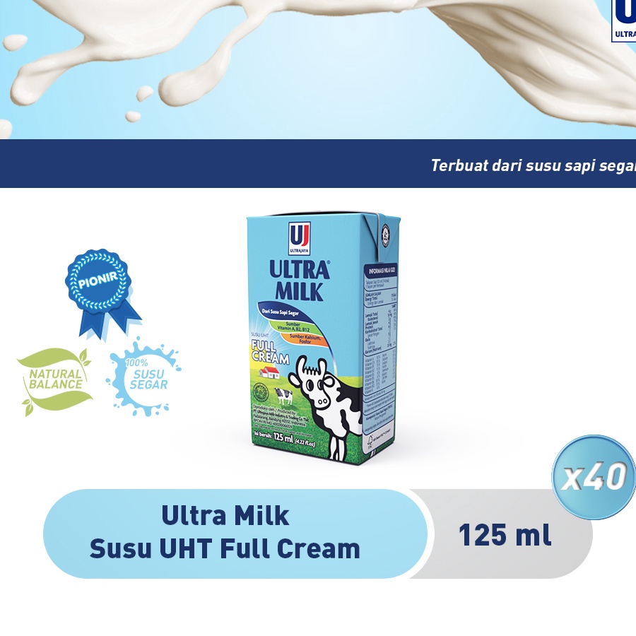 

QCRD2579 (V44859) Ultra Milk Susu UHT Full Cream 125ml [Paket isi 40 pcs]