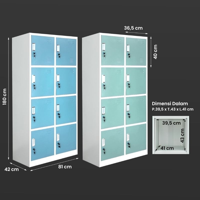 Lemari Locker 8 Pintu Plat Besi 8D
