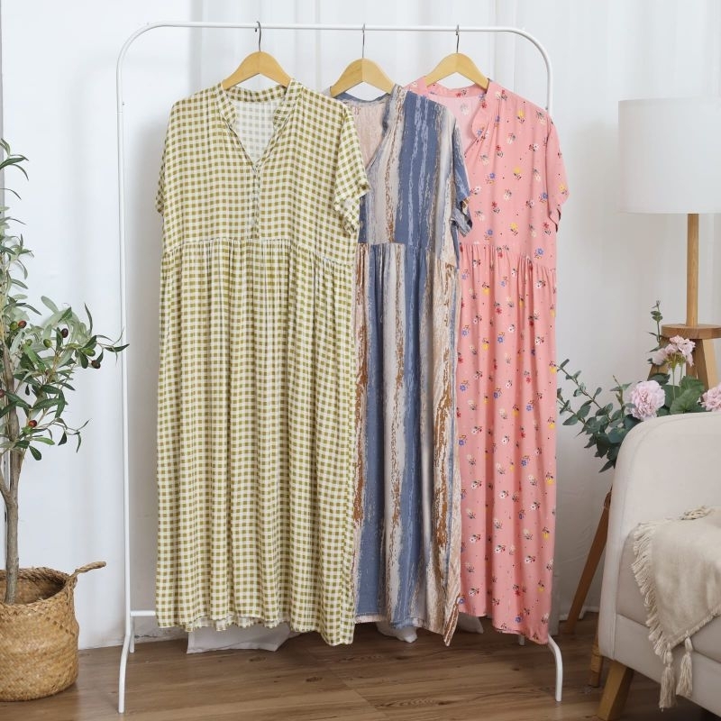 [COD] Daster Cantik Kerah Shanghai - Noura Dress Panjang by safurahijab.id