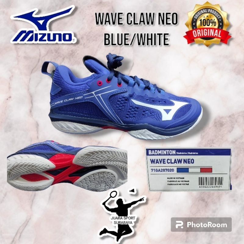 Free Kaos Kaki Sepatu Badminton Mizuno Wave Claw Neo Wide Original 100% Limited Edition