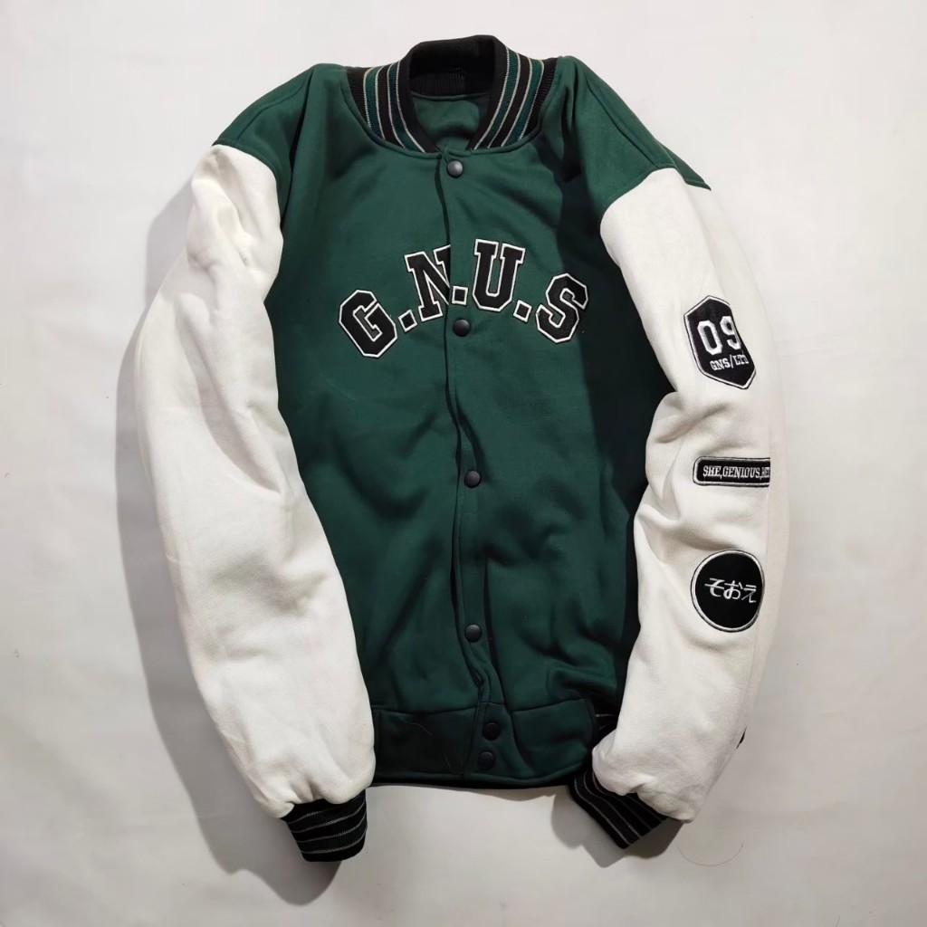 Gns Varsity Jacket Green Cream