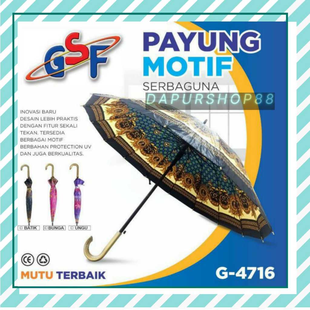 PAYUNG GSF G-4716 / PAYUNG MOTIF SERBAGUNA GSF 4716 / PAYUNG 16 JARI / PAYUNG SATIN DEWASA 16 JARI M