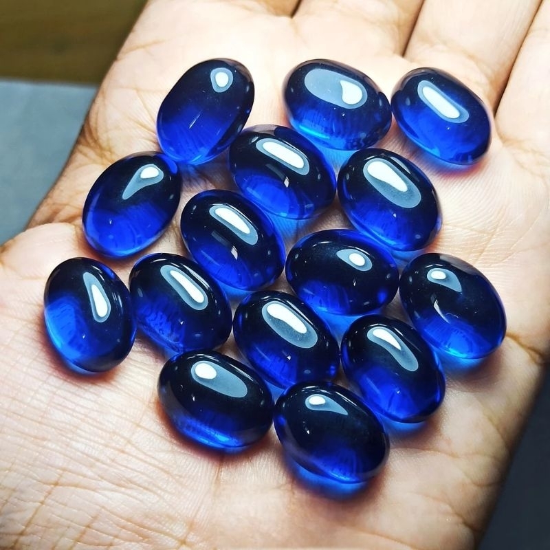 Permata KING Safir Blue Oval Cabochon Murah