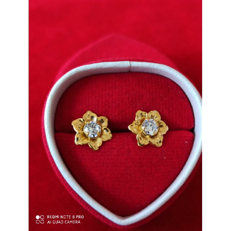 Giwang Mata Kembang Rose Emas Muda 1 gram