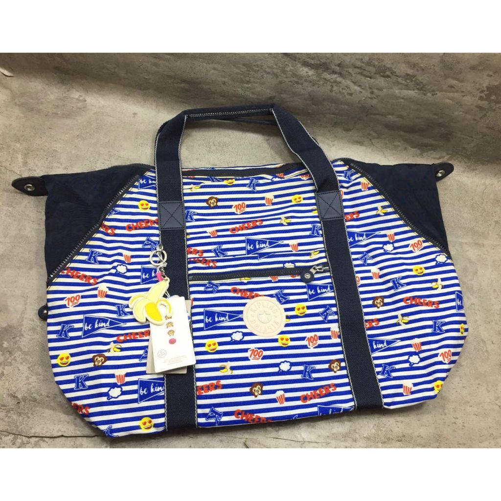 Tas Kipling Travel Art  x Emoji Asia Large Besar Biru Blue Original Tas Travel Branded Asli Unisex P