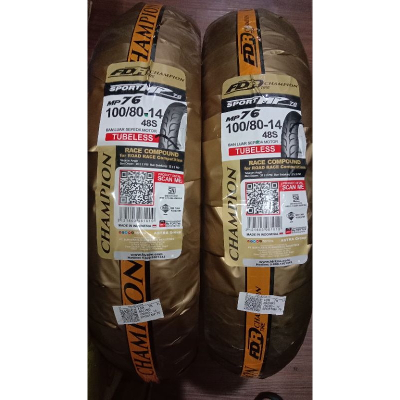 BAN LUAR FDR MP 27 UKURAN 100/80-14