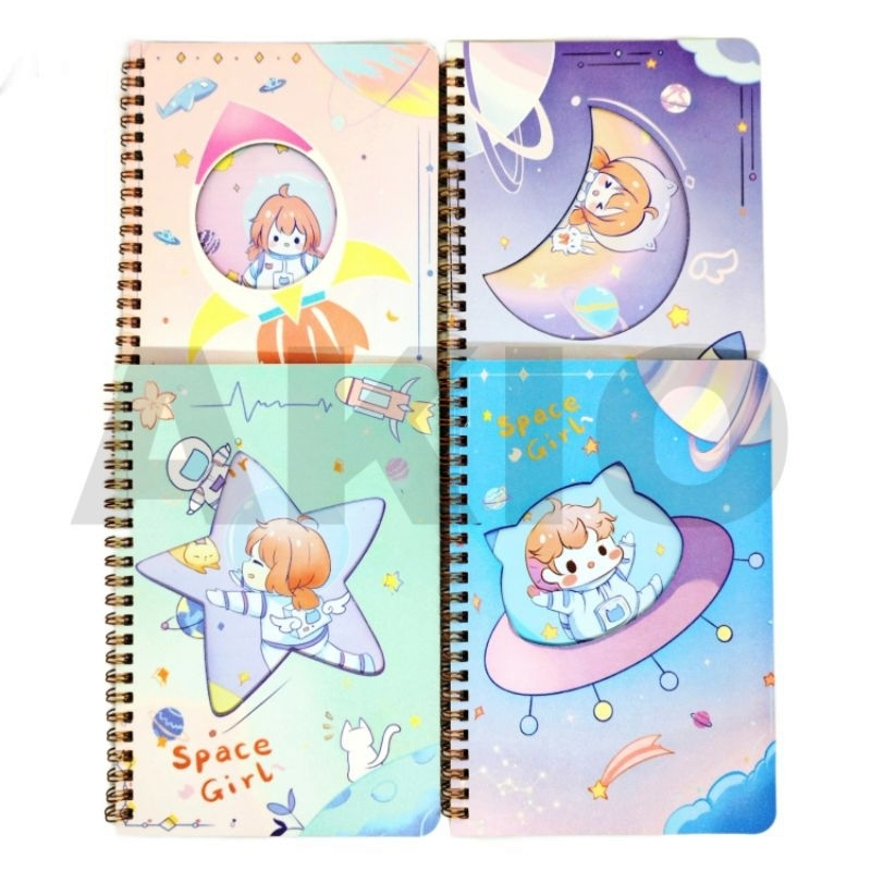 

NOTES Karakter ASTRONOT SPACE GIRL A5 Hardcover Spiral Notebook Aesthetic 40 Lembar Diary 2513