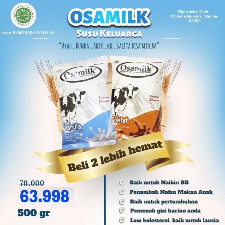 

S@le OSAMILK SUSU BUBUK OSAMILK COKLAT OSAMILK VANILLA [98]