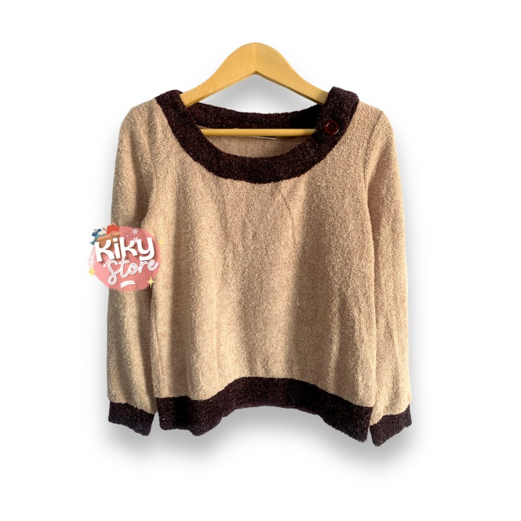 Sweater Rajut / Sweater Bulu Tebal Coklat Preloved