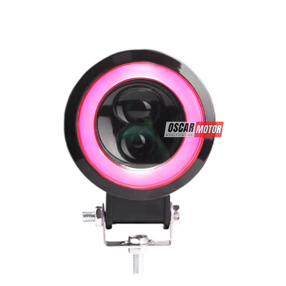 Lampu tembak sorot Bulat LED CWL 2 mata lensa 4D HI LOW 2LED