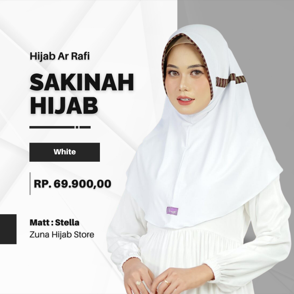 Promo Hijab Arrafi - Sakinah Hijab Jilbab Serut Bahan Jersey Warna Putih | White Bisa COD