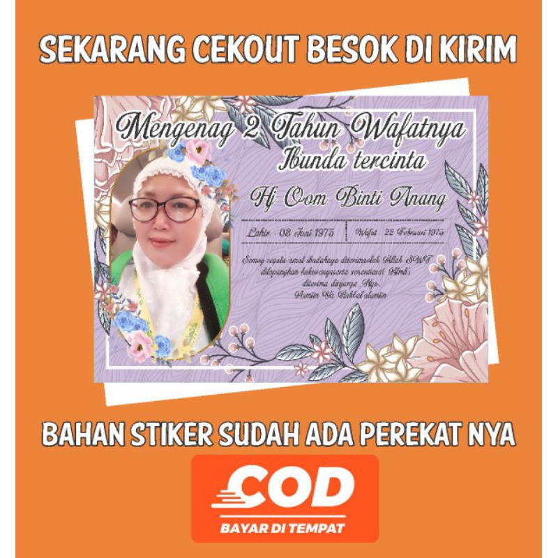 

Cetak Kartu/Stiker mengenang 40/100/1000 Hari Wafatnya, Custom Stiker Mengenang Wafatnya