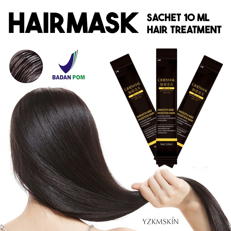 [ BPOM ] YZKMSKIN - CINDYNAL Hairmask Smooth &amp; Moisten Hair 10ml / Masker Pelurus Rambut Korea Tanpa Catok Kemasan Sachet 10ml