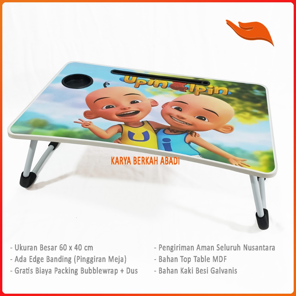 KARYA BERKAH meja belajar anak upin ipin meja laptop portable ukuran besar 60x40cm