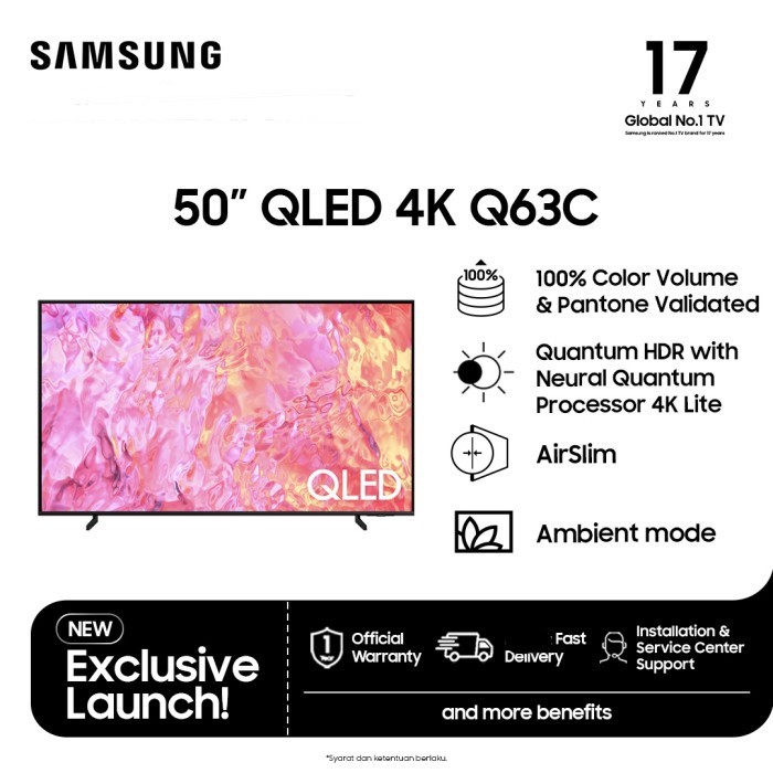 SAMSUNG QA50Q63CAKXXD QLED TV 4K SMART 50 inch 50Q63C QA50Q63CAK 2023