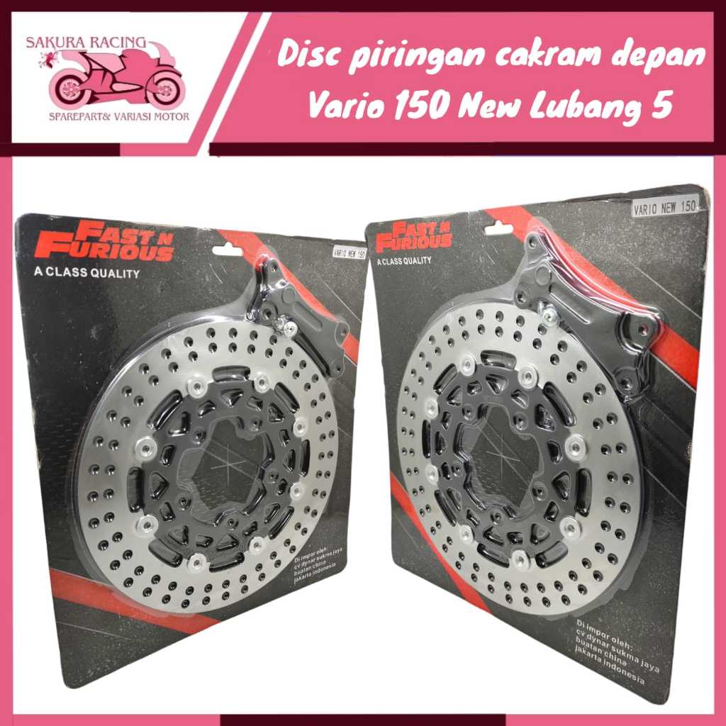 Disc Brake Piringan Cakram Depan Fast&Furious Lebar 260mm Vario 150 New Lubang 5  Set Breket