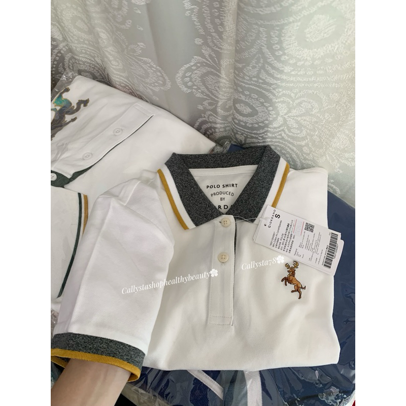 Giordano Polo Shirt Women Deer Signature White Size S Baju Polo Wanita Giordano
