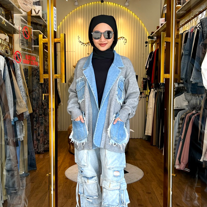 BLAZER KNITT MIX JEANS BKK