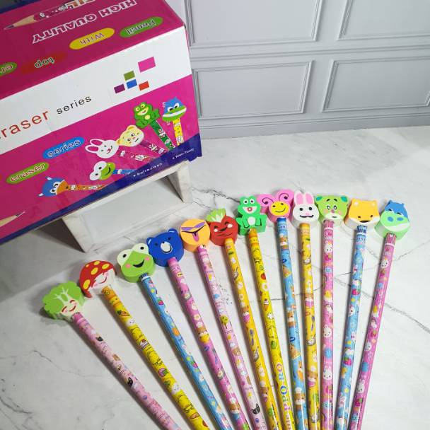 

Sal3 Pensil penghapus SUPER (1box=24set)/pensil unik/pensil stip/pensil hapusan Dijamin Baru