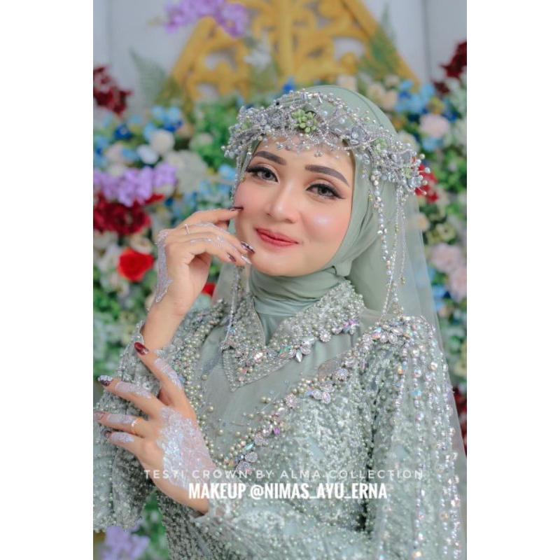 Crown permata/Hiasan hijab/aksesoris pengantin/mahkota