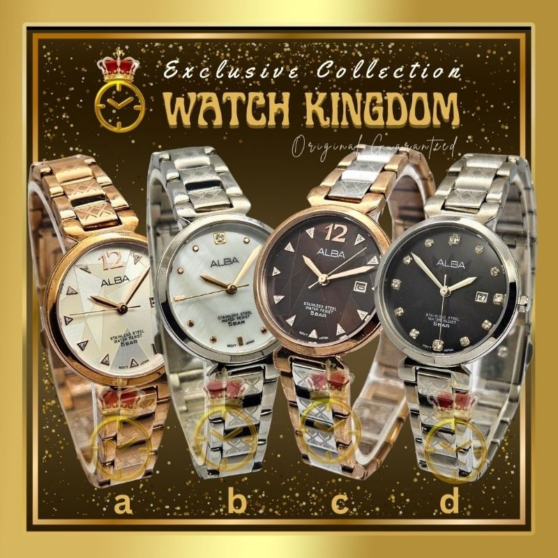 Jam Tangan Wanita Alba Ori Anti Air Kalender Date Tanggal Analog Jarum Quartz Tali Rantai Stainless 