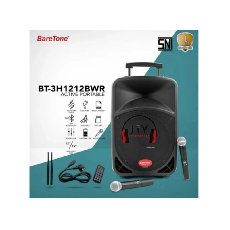 Speaker Portable Wireless Baretone 12 inch BT-3H1212BWR BT-3H 1212BWR 1212 BWR