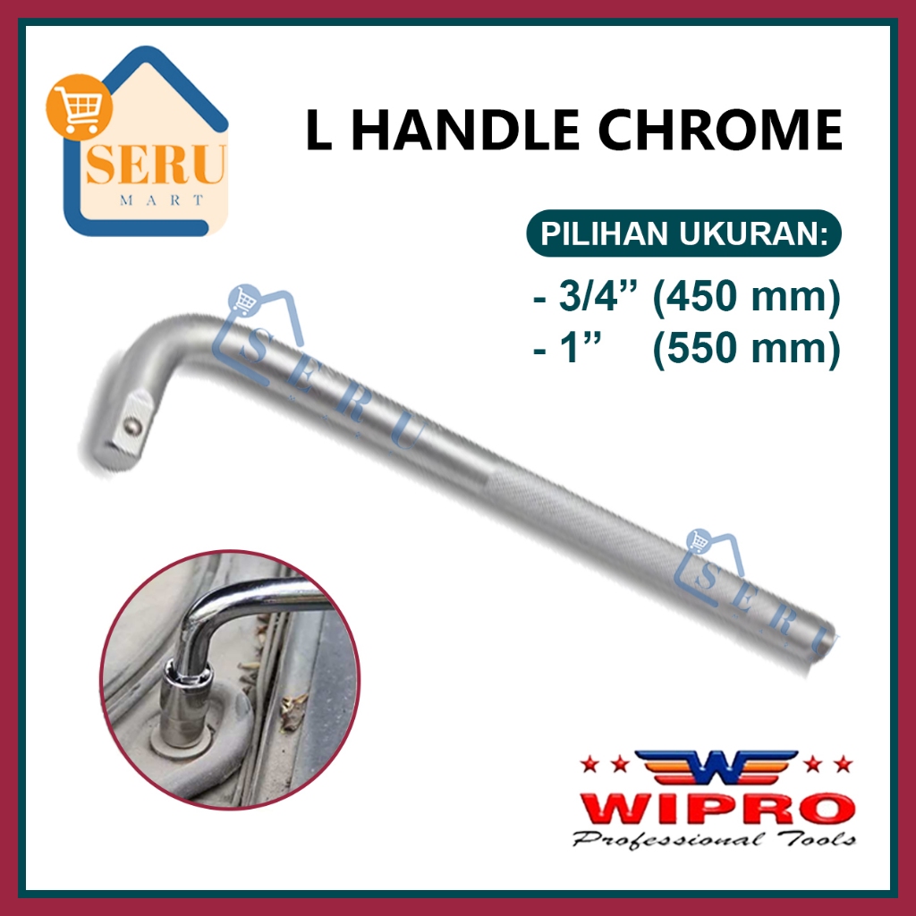 Gagang Kunci Shock L Wipro Sock Sok Socket Handle Chrome 3/4" 1" 3/4 1 inci inch
