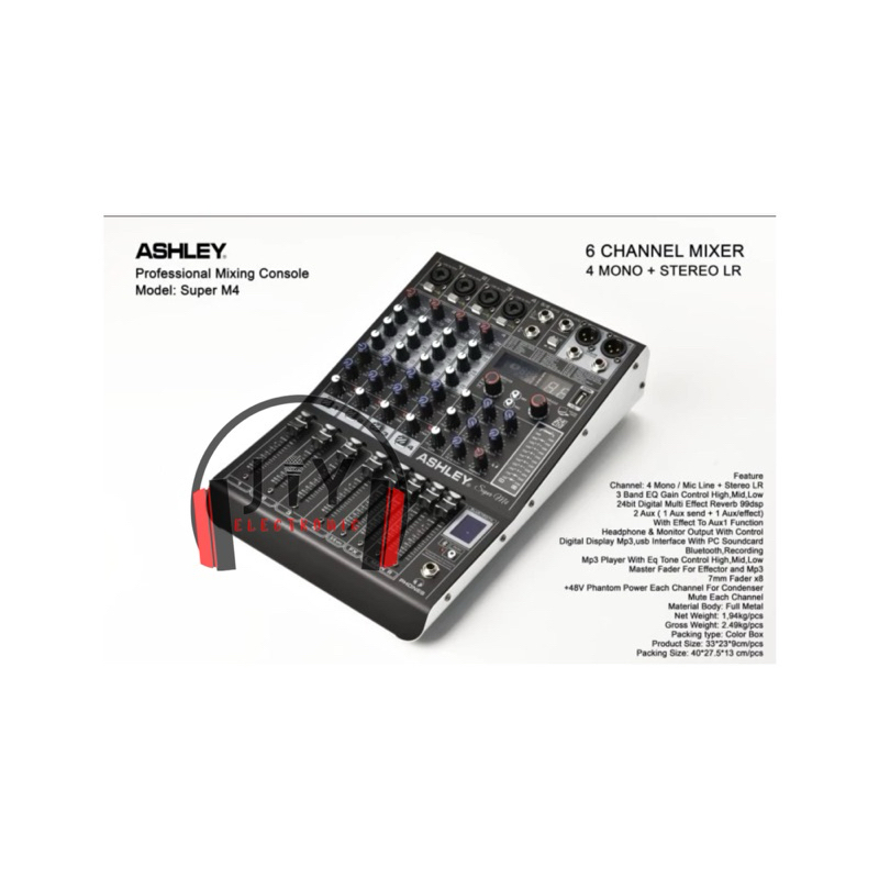 Audio Mixer 6 Channel Ashley Super M4 Super-M4 Compressor Compresor