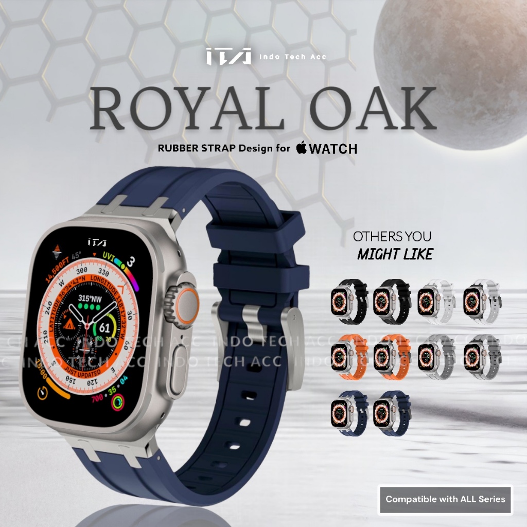 Tali Jam Tangan Karet untuk Jam Tangan Pria dengan Berbagai Ukuran 38mm hingga 49mm