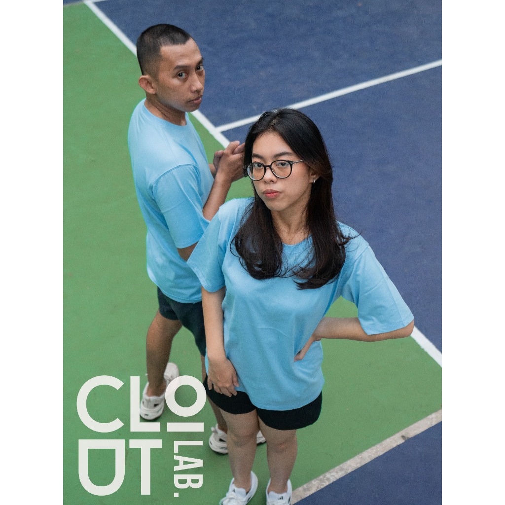 Clout Lab Kaos Polos 24S Baju Atasan Wanita Pria T-shirt Biru Langit