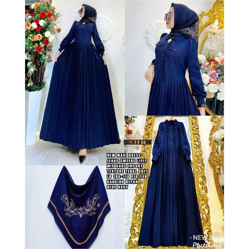 NEW MAXI DRESS JEANS SWEEDE LIPIT ORI SHR