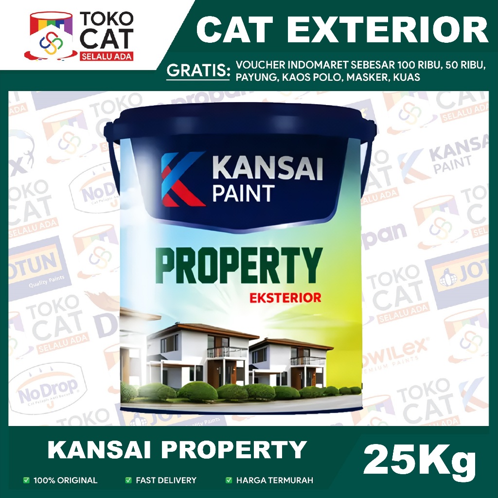 Cat Tembok Luar Kansai Property Eksterior Warna Putih Kemasan 25 Kg Pail //Cat Tembok Exterior // Cat Tembok Eksterior