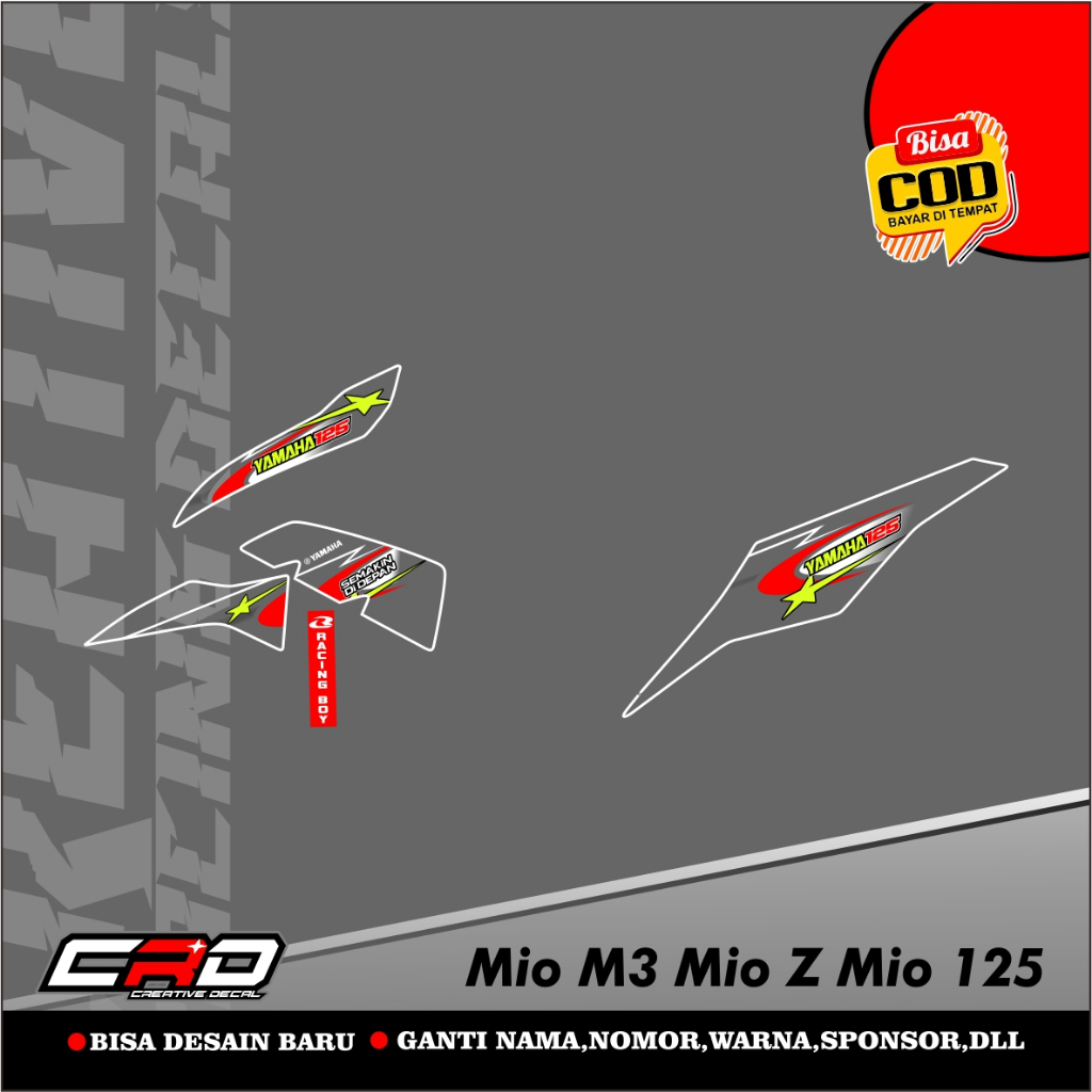 Stiker Transparan UV Mio M3 125 - Stiker Striping Variasi Mio M3 / Mio Z Transparan Desain